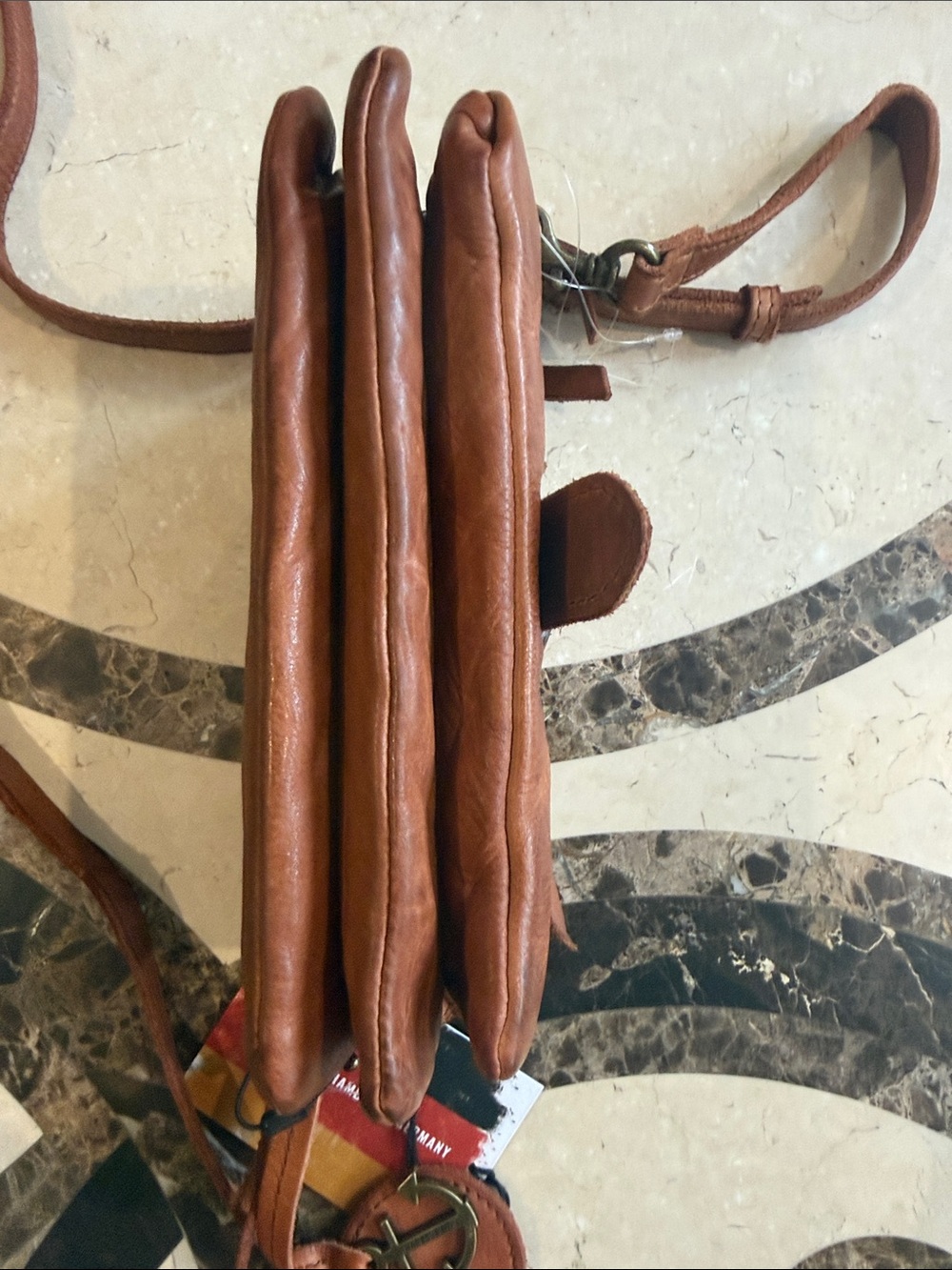Women’s Crossbody Bag in Cognac Brown with Anchor Charm - Picture 4 of 4